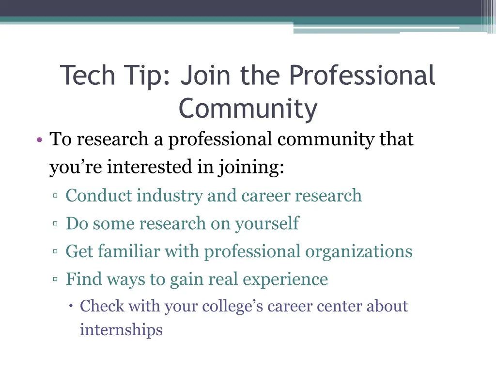 tech tip join the professional community
