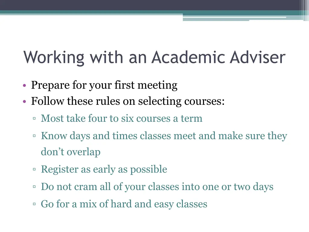 working with an academic adviser