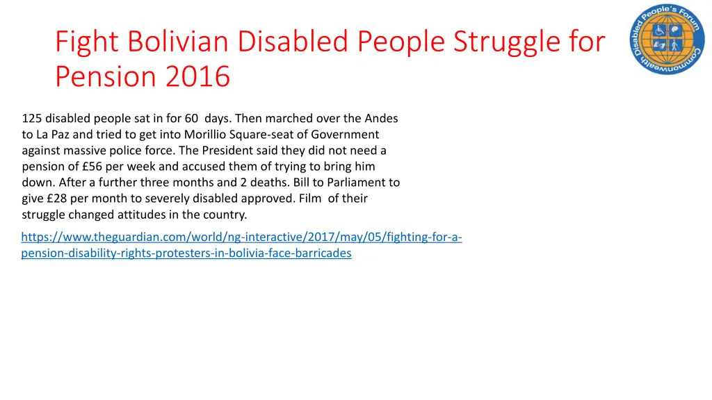 fight bolivian disabled people struggle