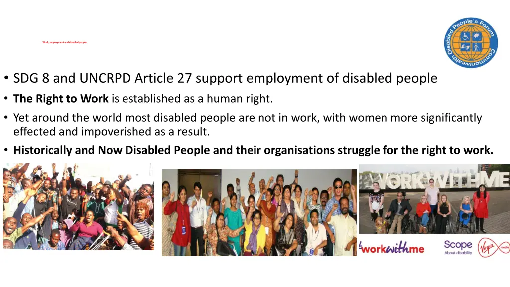 work employment and disabled people