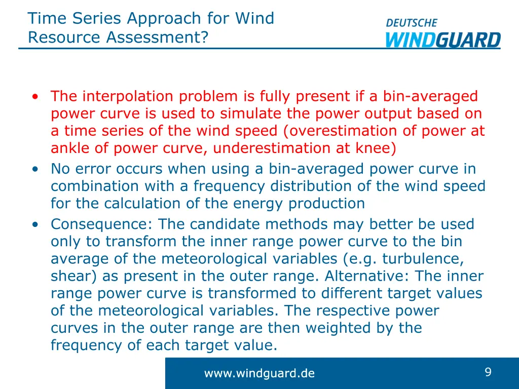 time series approach for wind resource assessment