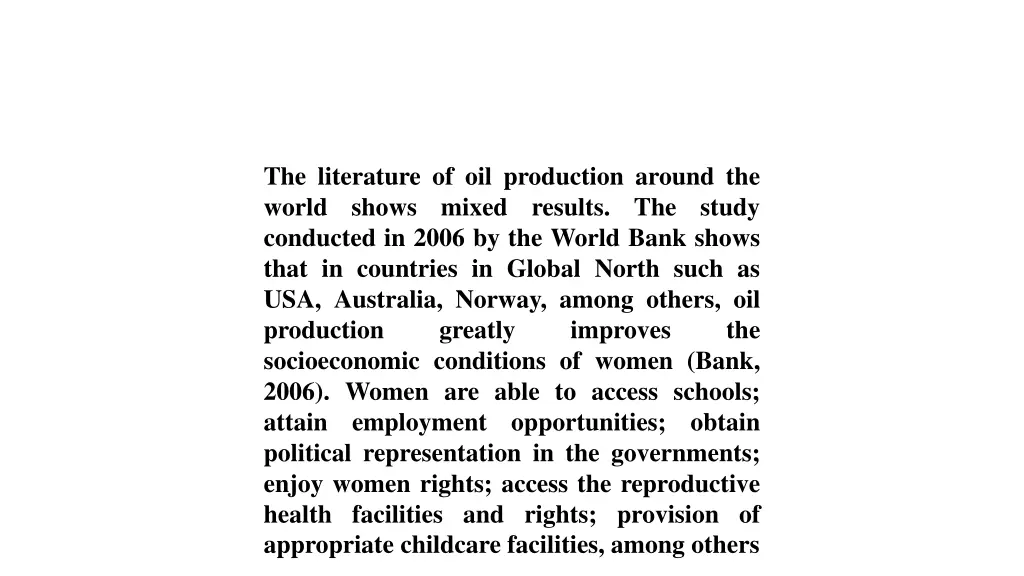 the literature of oil production around the world