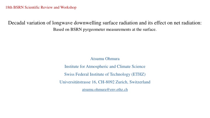 18th bsrn scientific review and workshop
