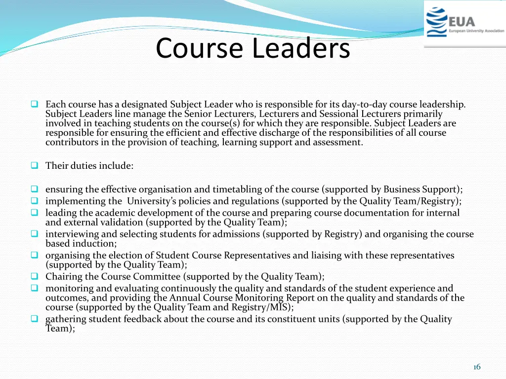course leaders