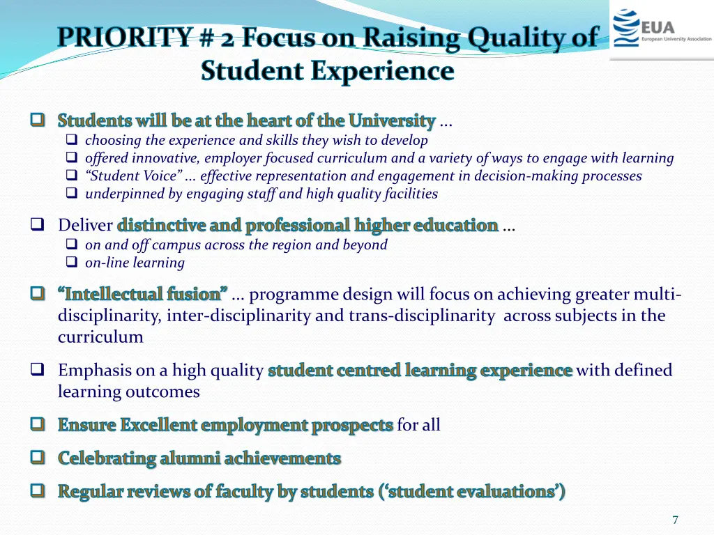 priority 2 focus on raising quality of student