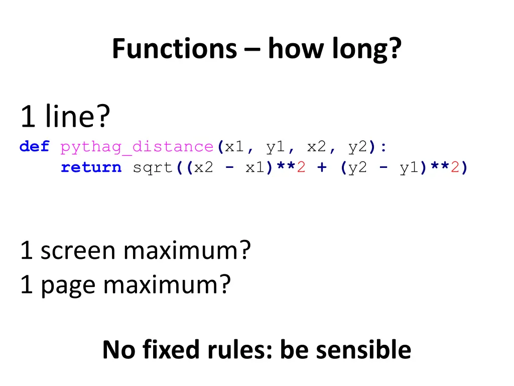 functions how long