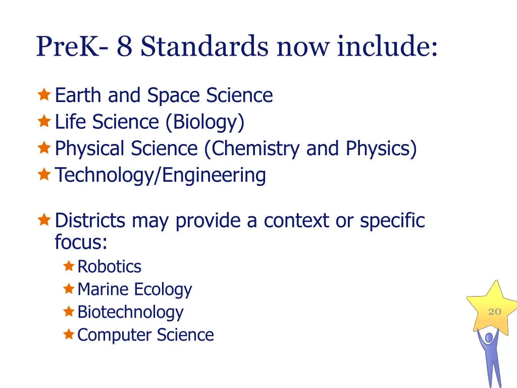 prek 8 standards now include
