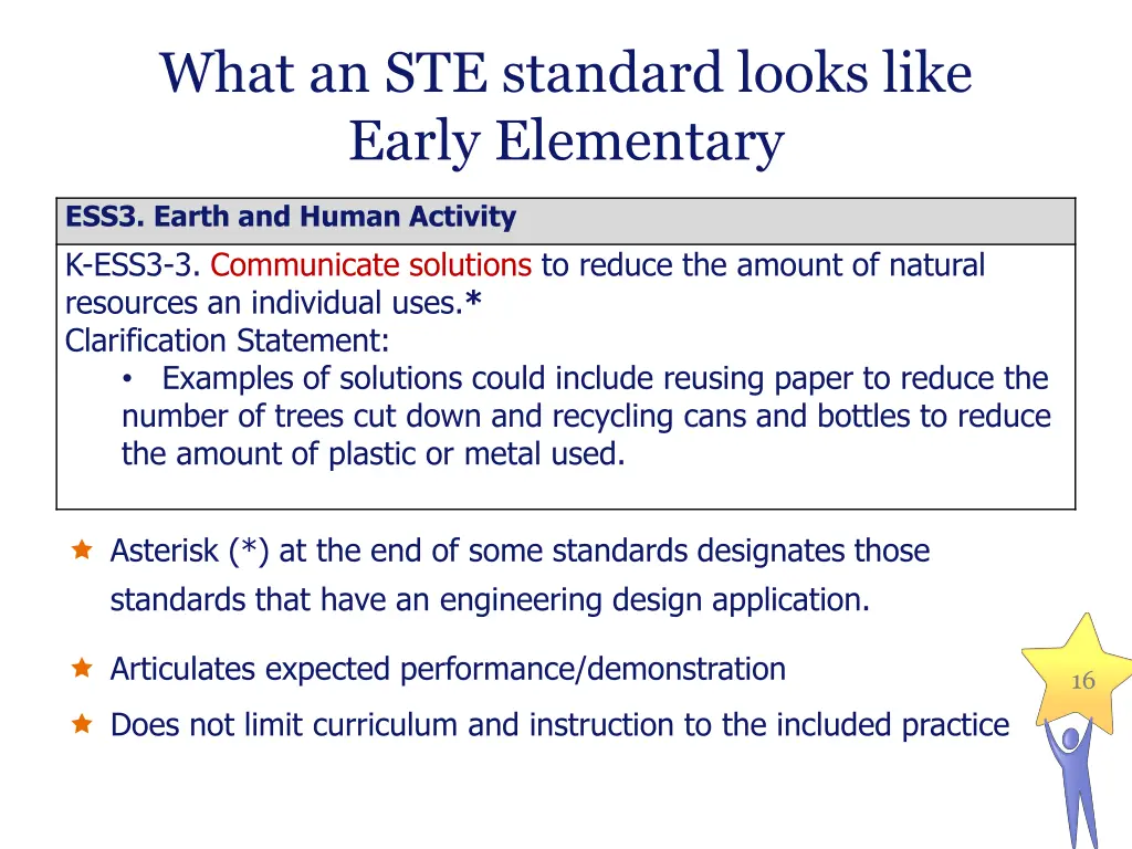 what an ste standard looks like early elementary