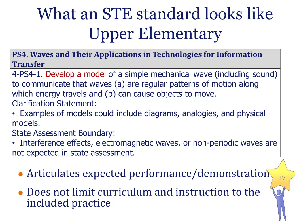 what an ste standard looks like upper elementary