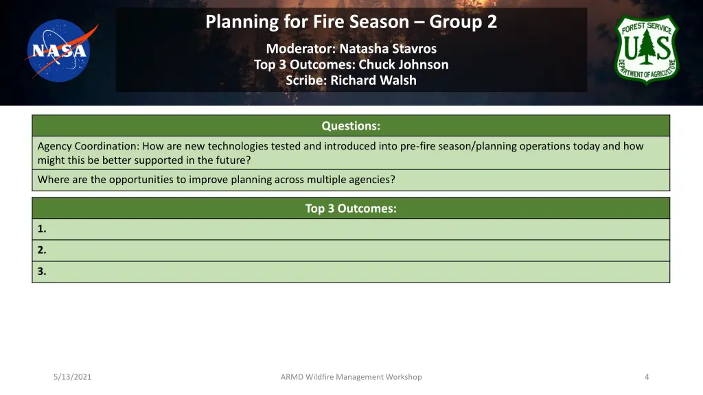 planning for fire season group 2 moderator