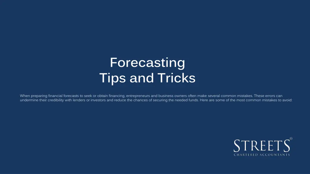 forecasting tips and tricks
