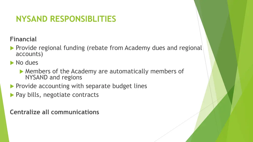 nysand responsiblities