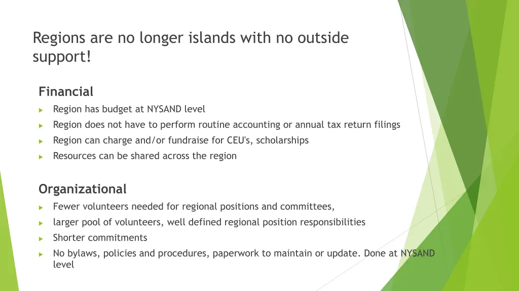 regions are no longer islands with no outside