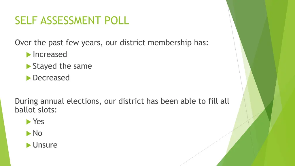 self assessment poll