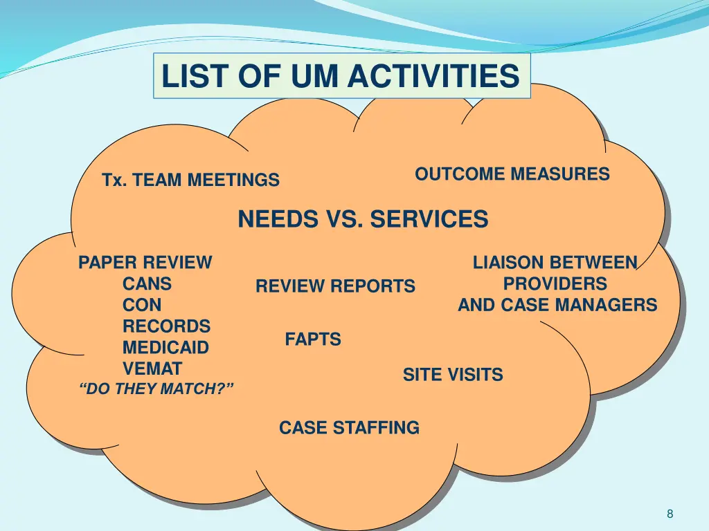 list of um activities