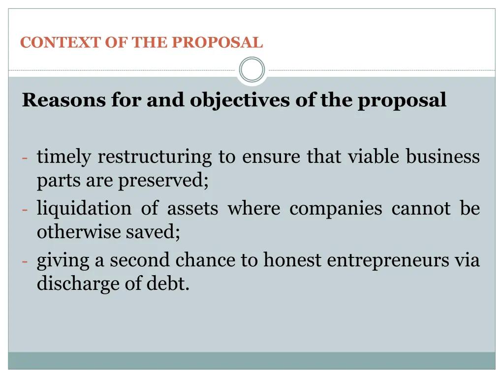 context of the proposal