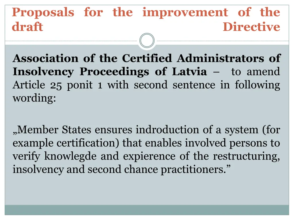 proposals for the improvement of the draft