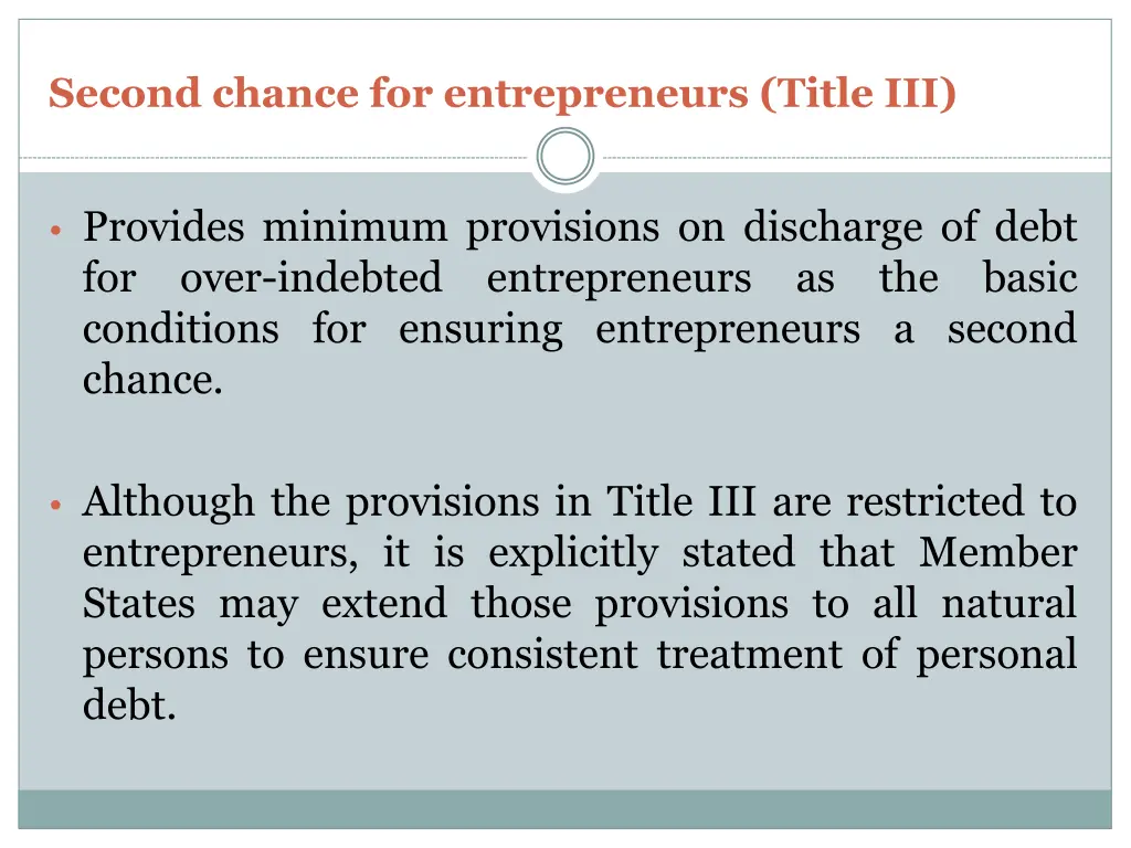 second chance for entrepreneurs title iii