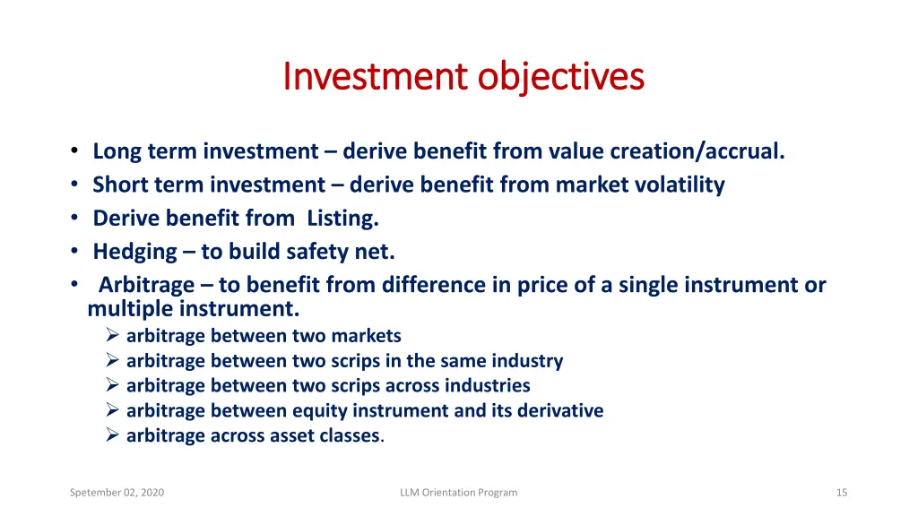 investment objectives investment objectives