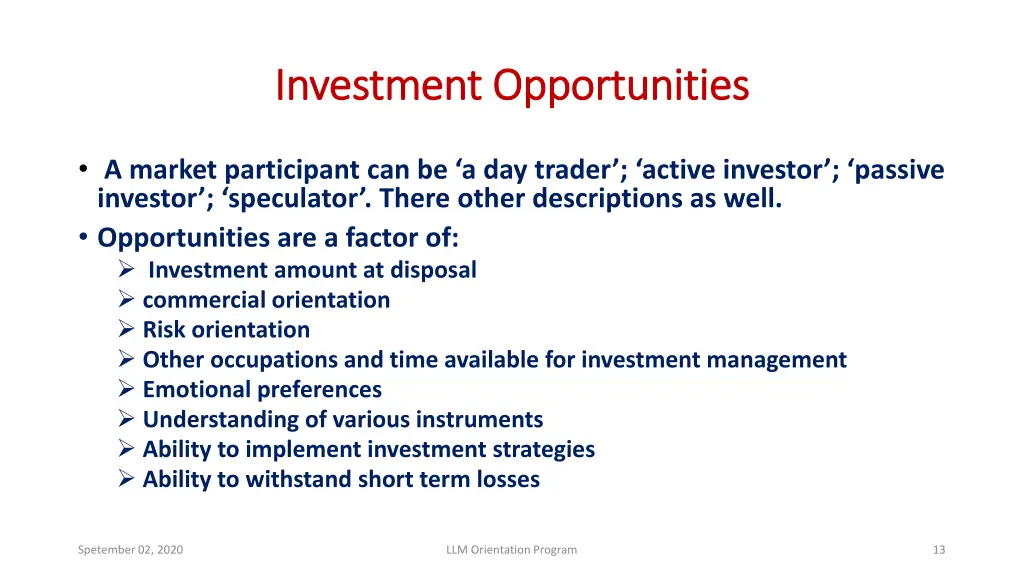 investment opportunities investment opportunities