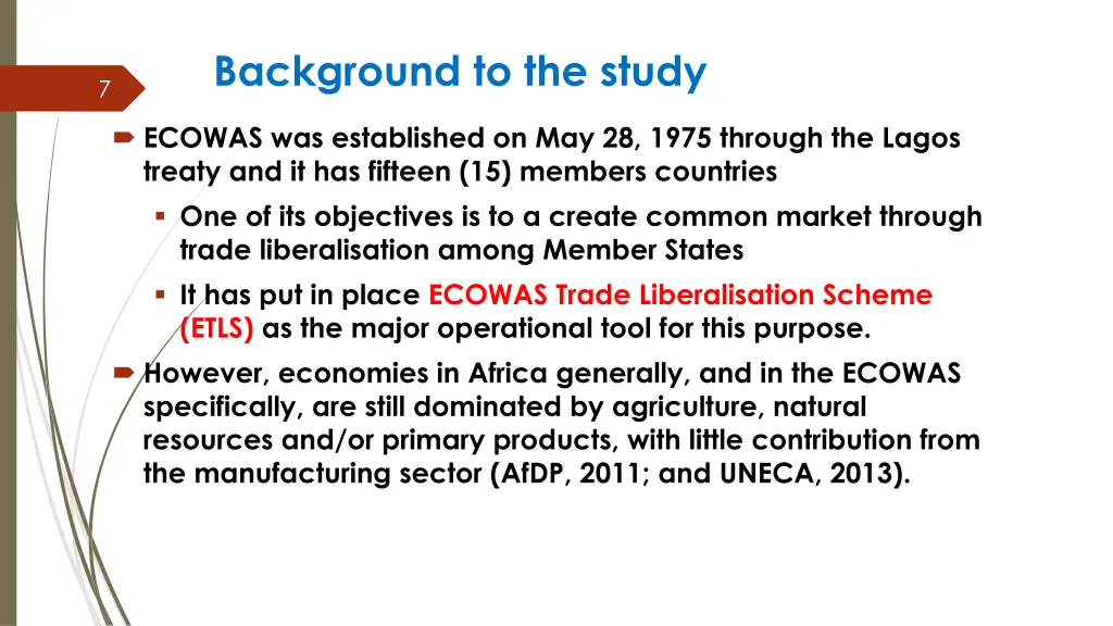 background to the study