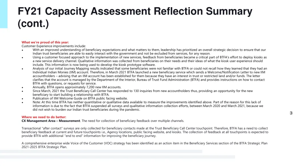 fy21 capacity assessment reflection summary cont