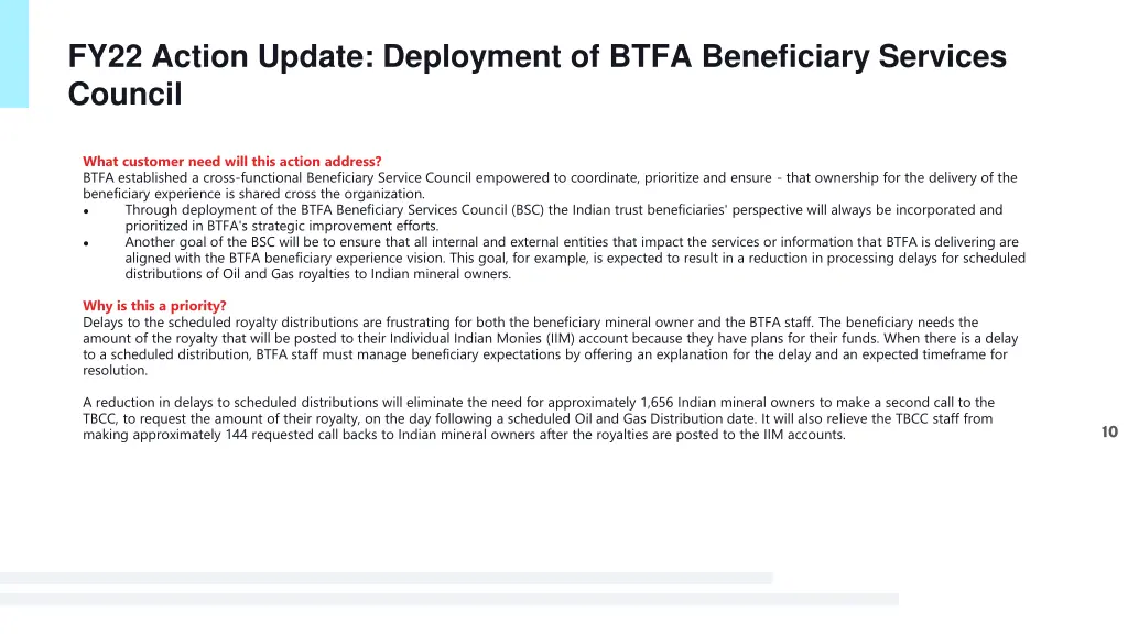 fy22 action update deployment of btfa beneficiary