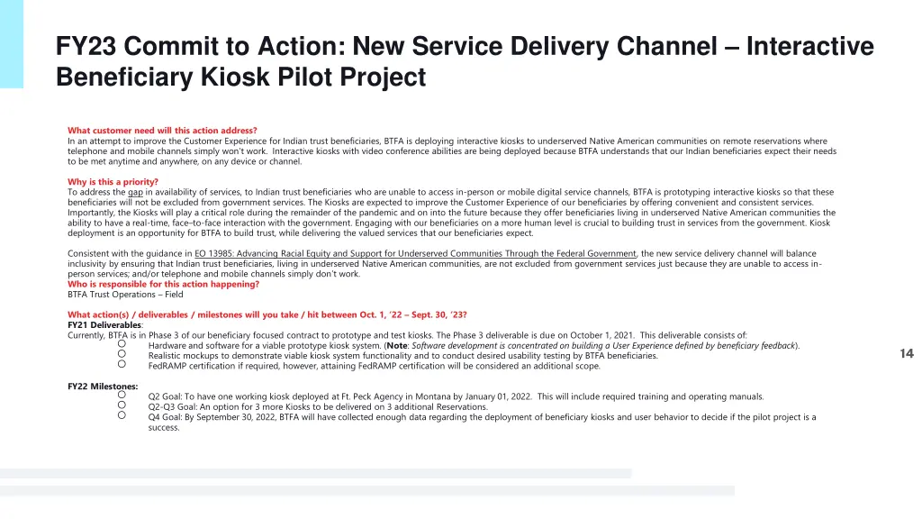 fy23 commit to action new service delivery