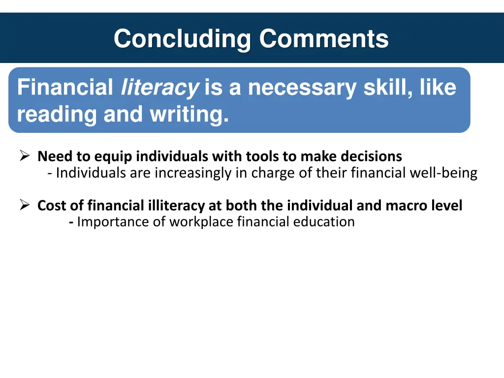 concluding comments