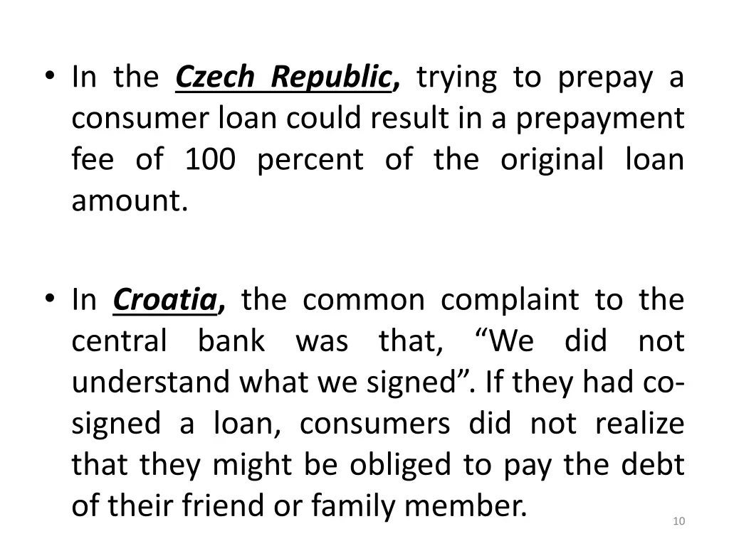 in the czech republic trying to prepay a consumer