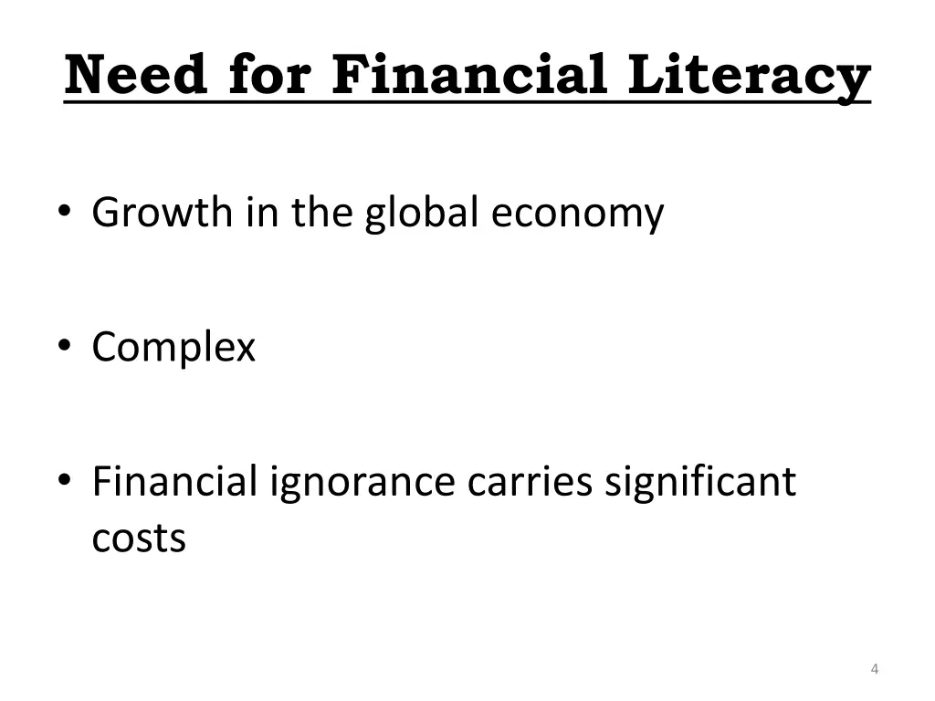 need for financial literacy