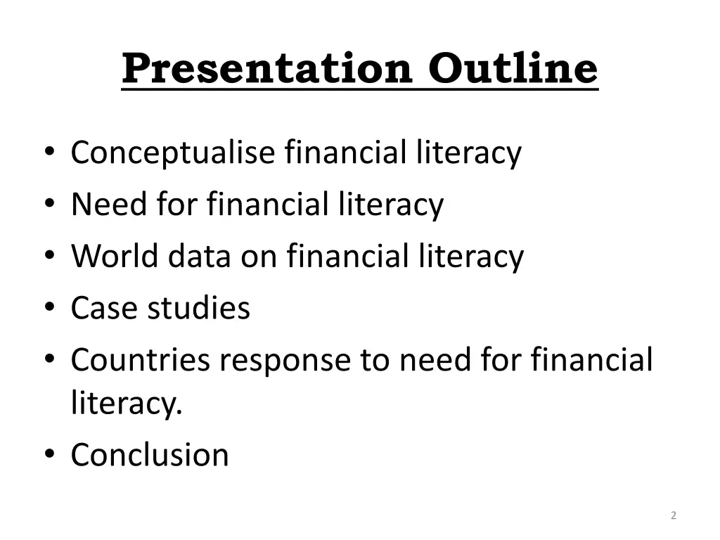 presentation outline