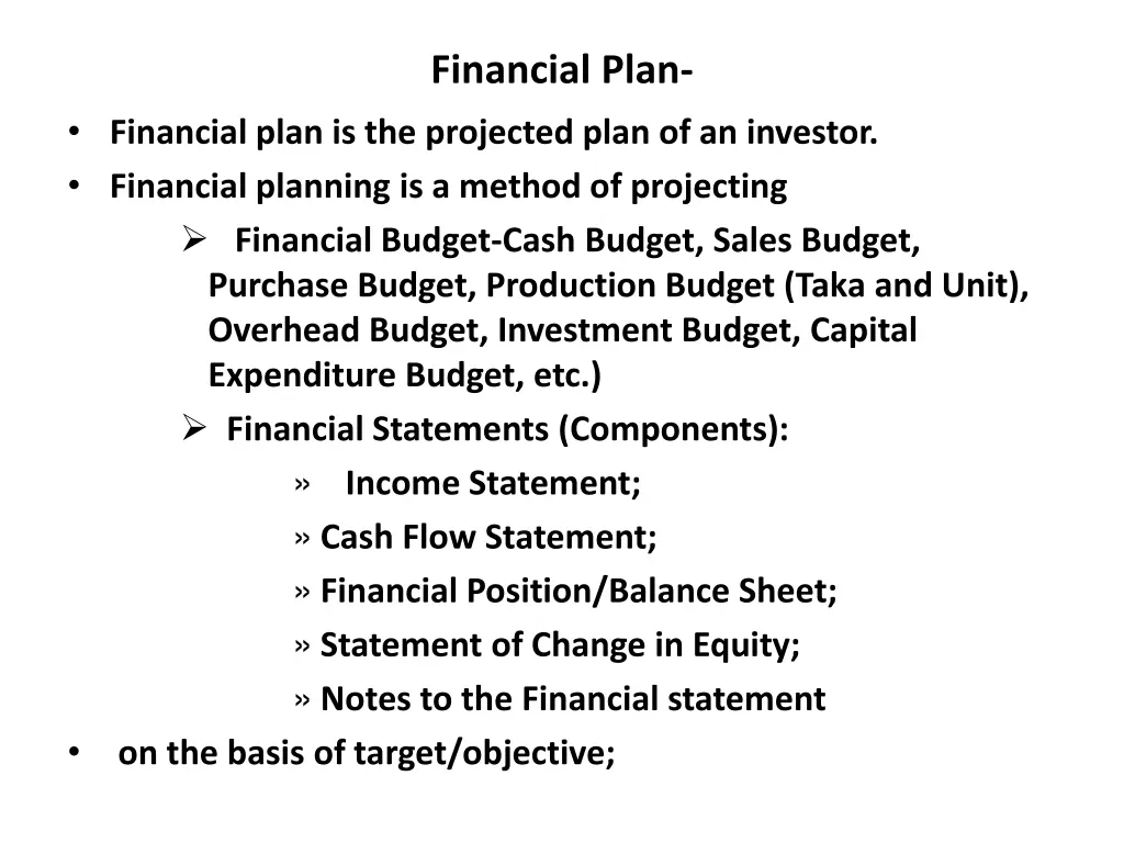 financial plan