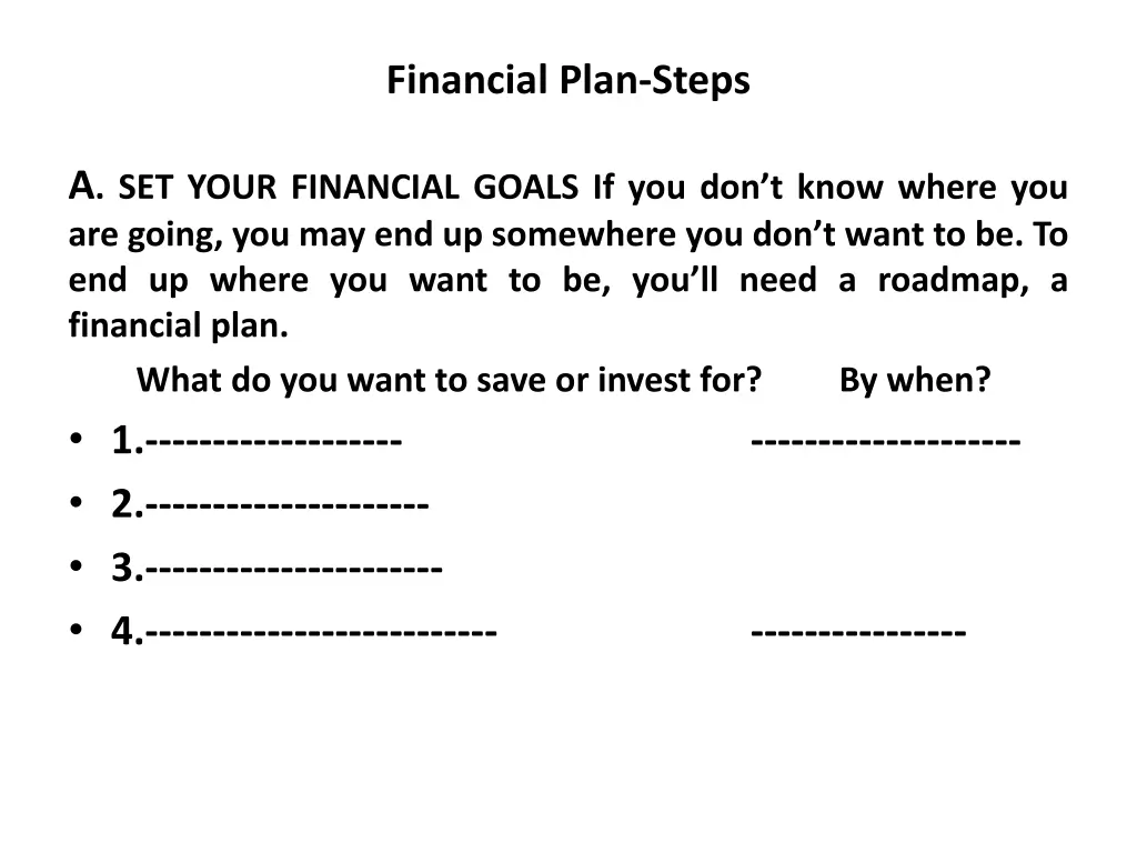financial plan steps