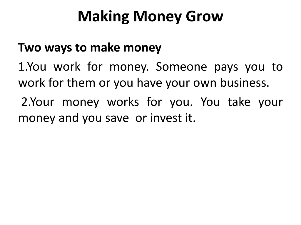 making money grow