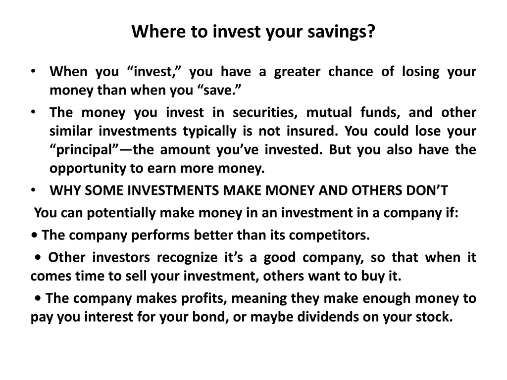 where to invest your savings