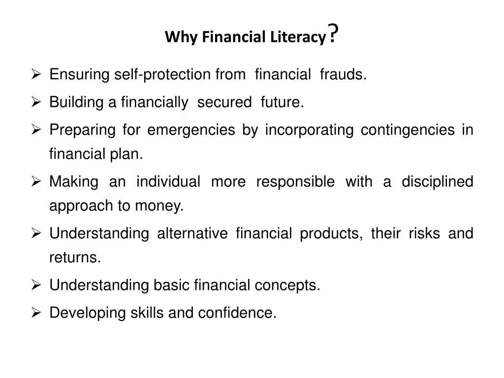 why financial literacy