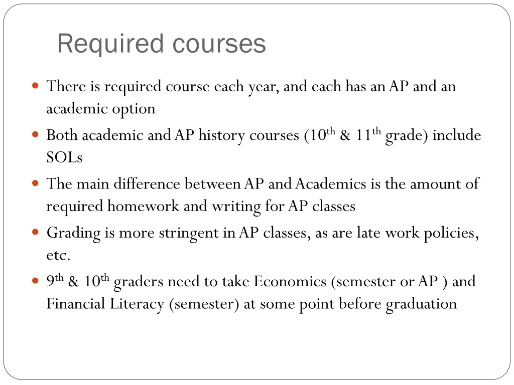 required courses