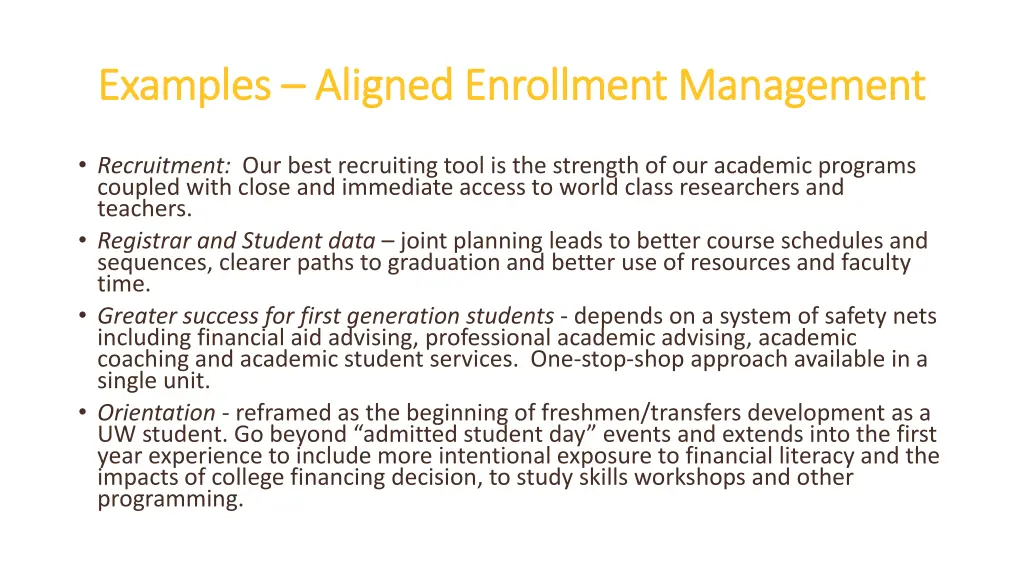 examples examples aligned enrollment management