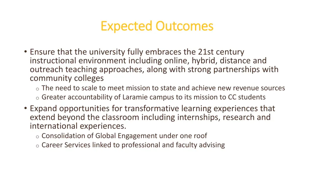 expected outcomes expected outcomes 1