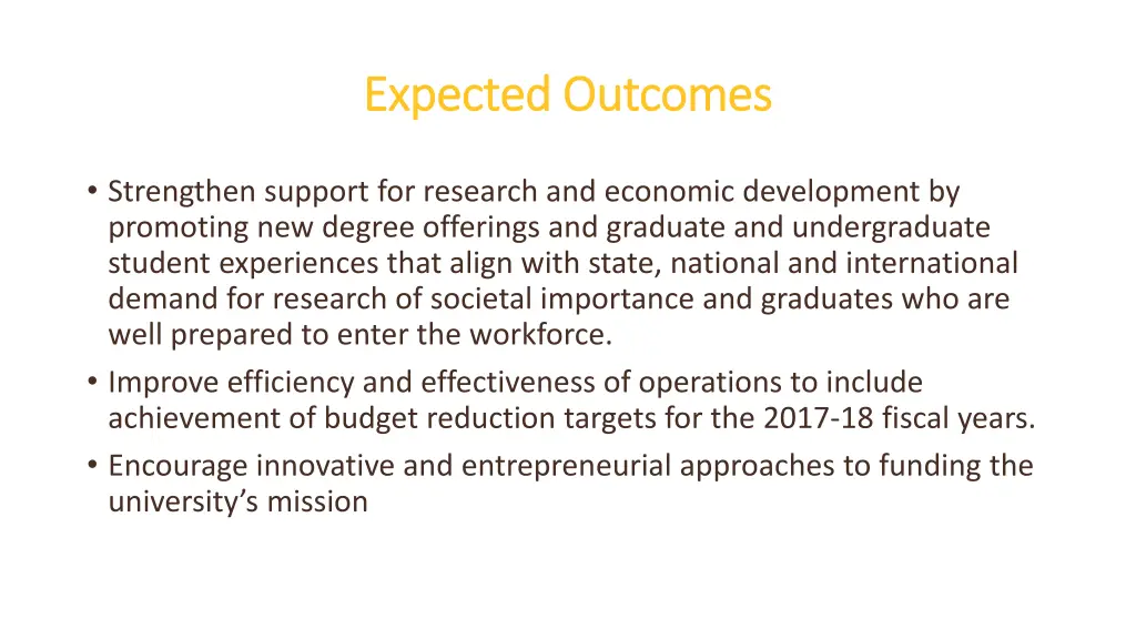 expected outcomes expected outcomes 2