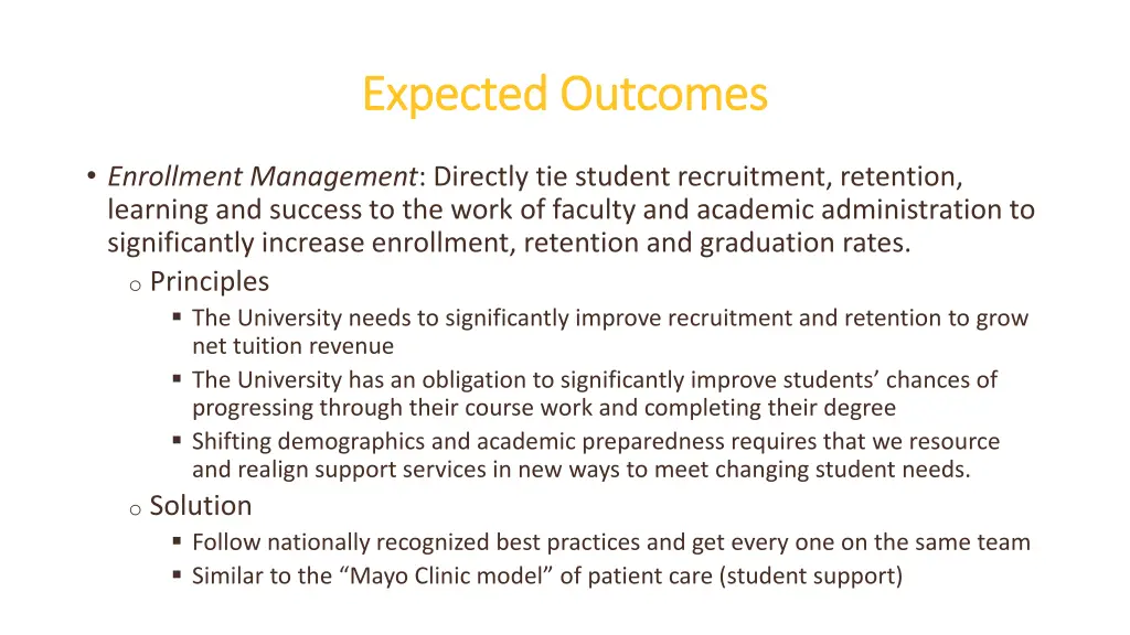 expected outcomes expected outcomes