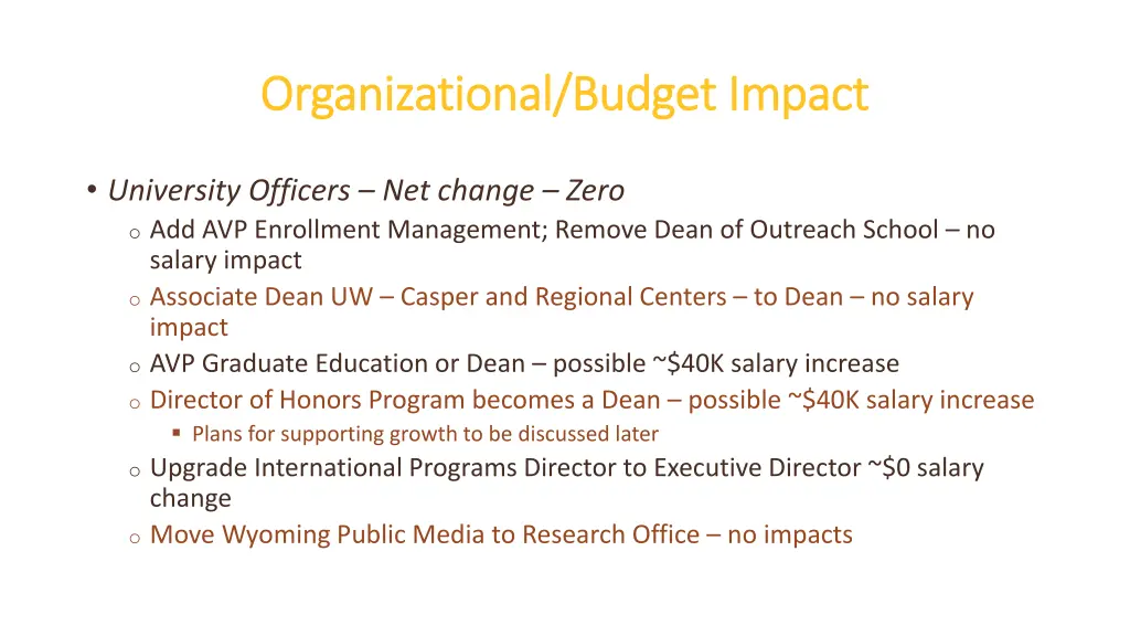 organizational budget impact organizational
