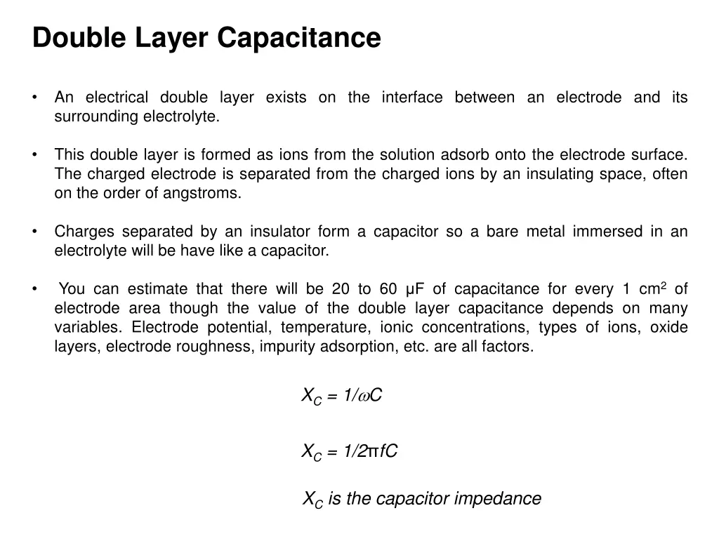 double layer capacitance