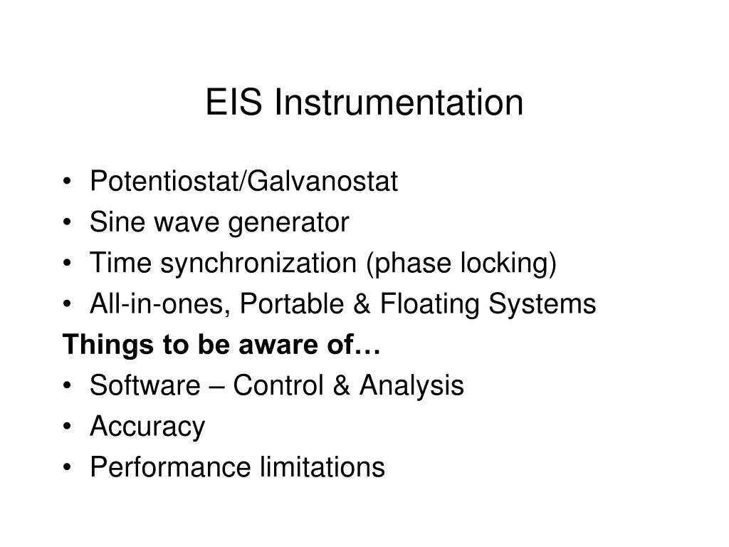 eis instrumentation
