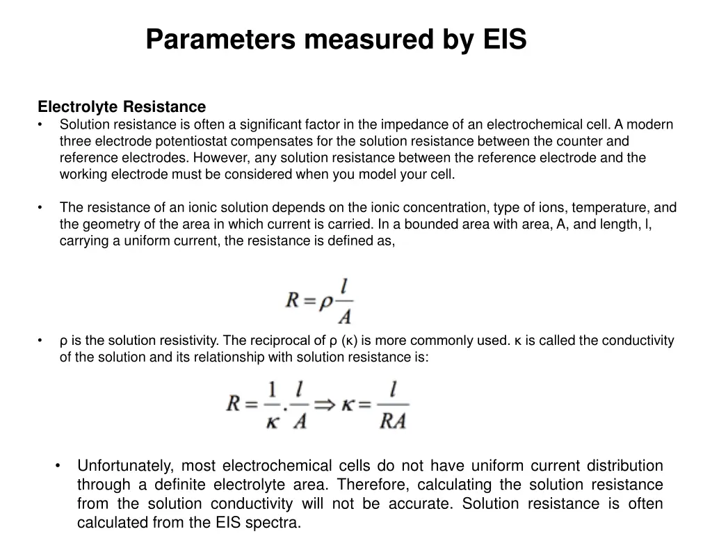 parameters measured by eis