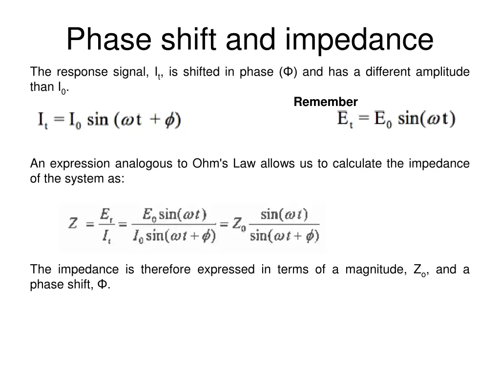 phase shift and impedance 1
