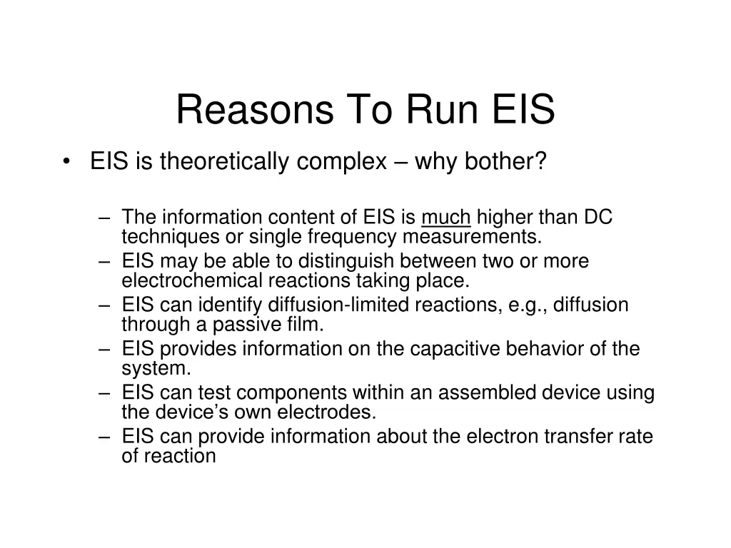 reasons to run eis