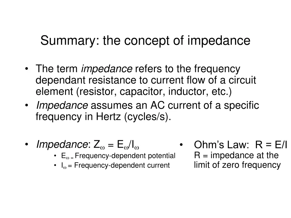summary the concept of impedance