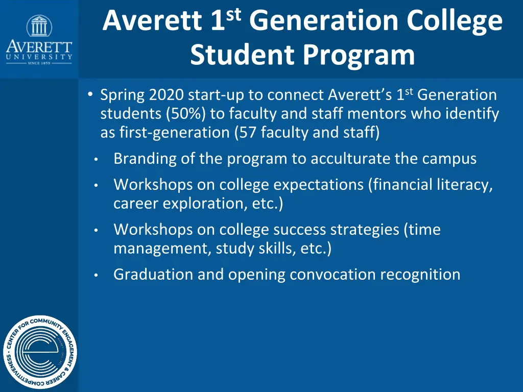 averett 1 st generation college student program